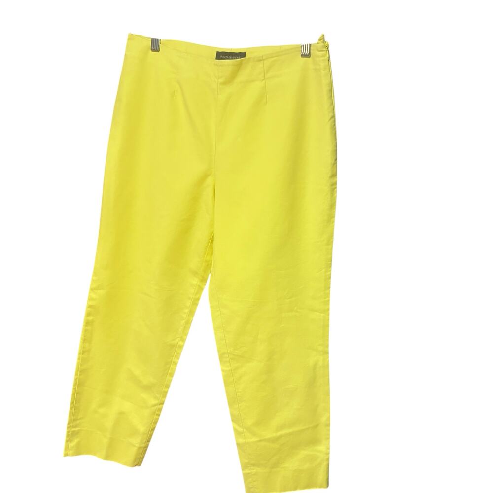 PIAZZA SEMPIONE Audrey Yellow Made in Italy Luxury Crop Pants sz M - Picture 1 of 8